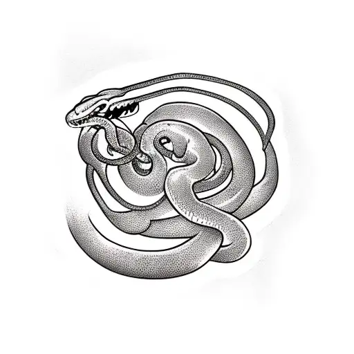 Snake Wrapped Around Other Pieces On Forearm