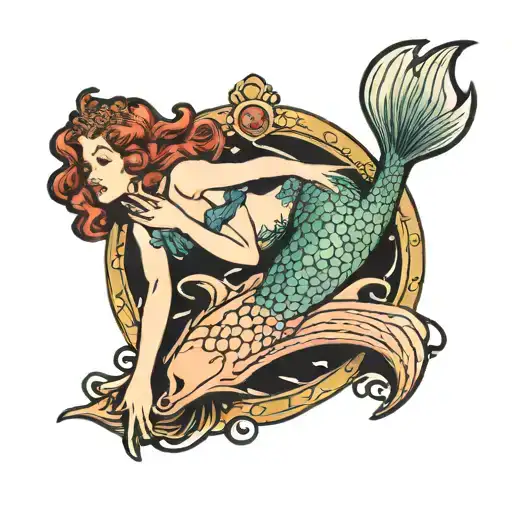 Mermaid Sitting On Queen Conch Shell