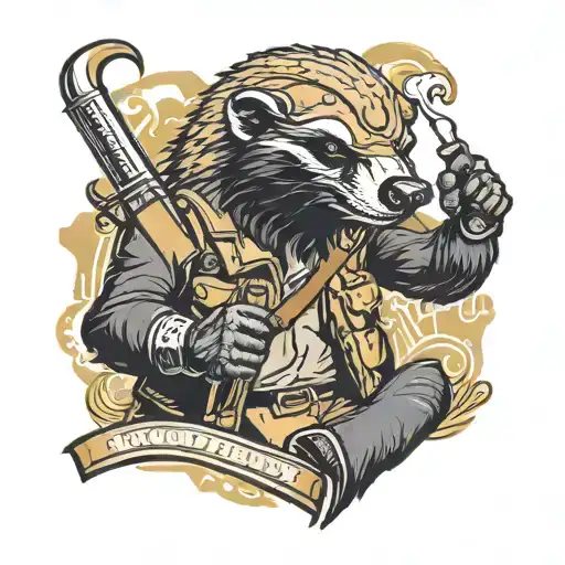 A Honey Badger Smoking A Cigar In Tactical Gear Integrated