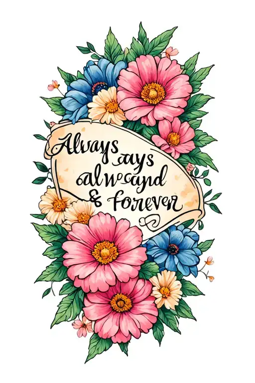 Stitch Quote Flowers Always And Forever Quote Written