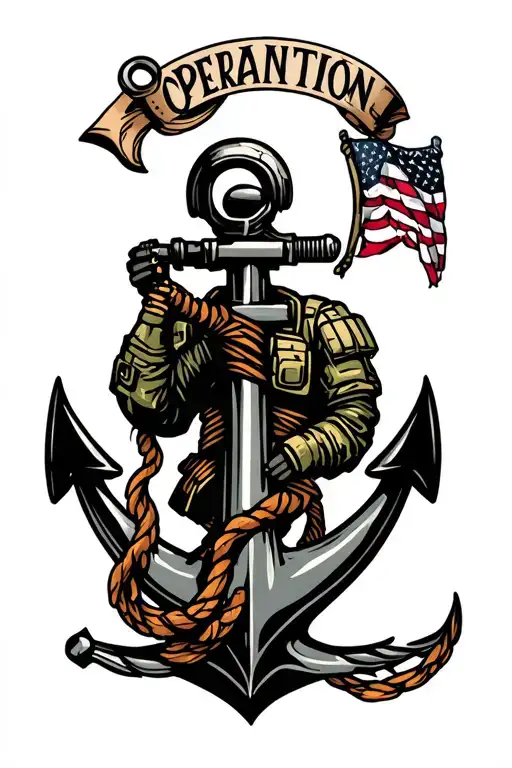 Navy Operation Specialist Symbol With A Master Chief Anchor Busting Through It