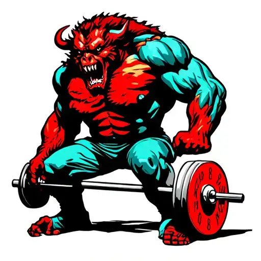 Demon Deadlifting In New York City Skyline