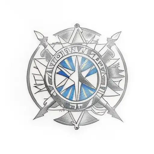 Roman Round Shield With A Diagonal Spear And A Gradiator Helmet