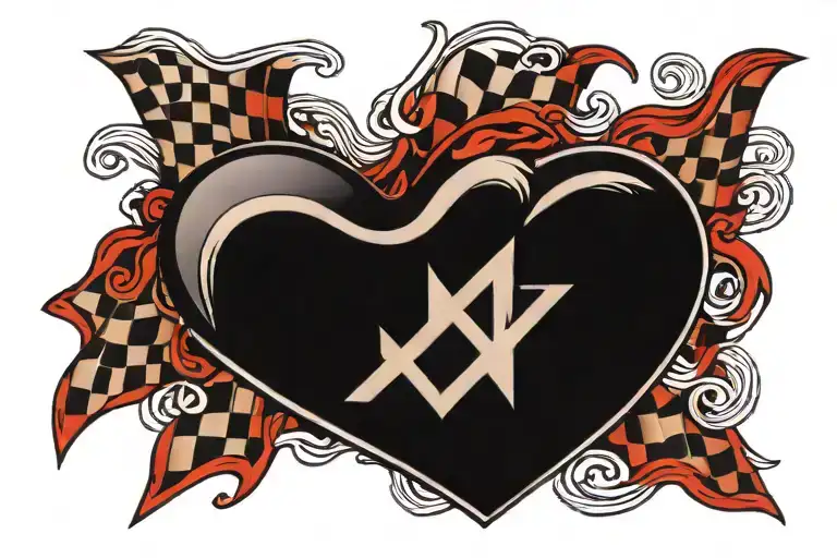 Heart Cloud With Checkered Flag And A Mopar M In Middle