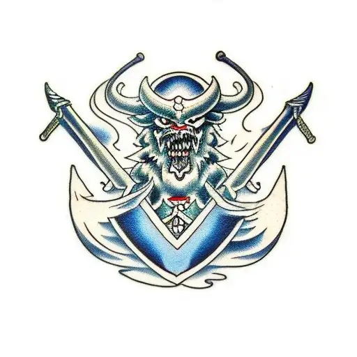 Design A Traditional Tattoo Featuring The Iconic Demon Slayer Sword