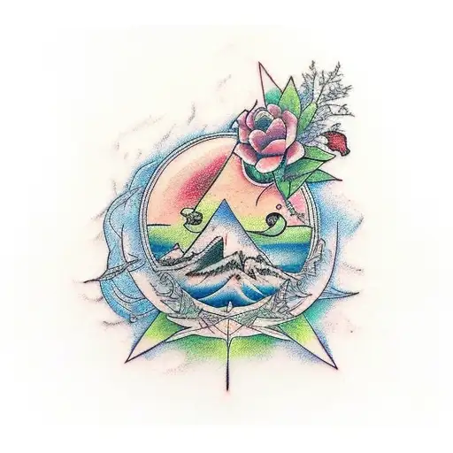 An Artistic Tattoo Depicting A Spiritual Connection Between A Person And Nature