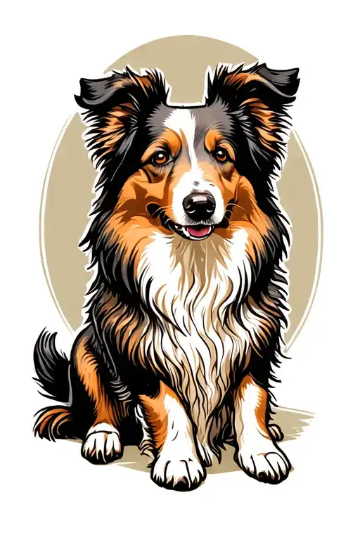 Tan Collie Dog Sitting