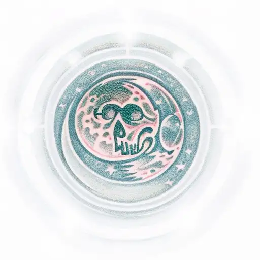 Full Moon With A Halo Of Light And Light Streaming Out From The Center To Look Like A Cross