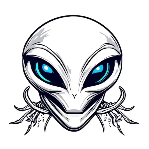 Alien Head With Blue Eyes