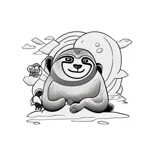 A Boulder With A Sloth And A Monkey Bouldering Together