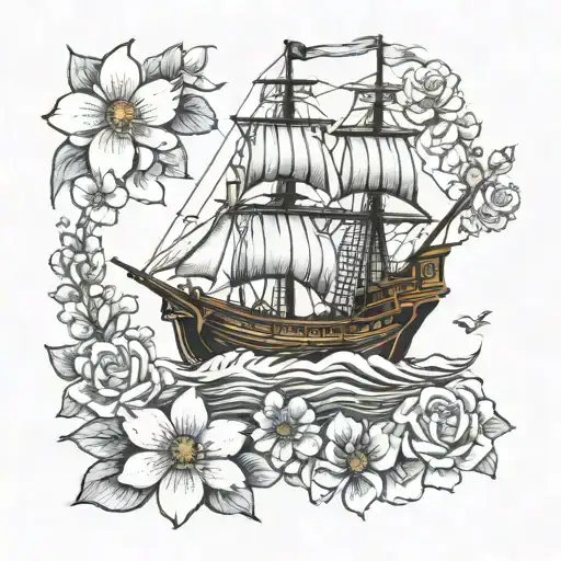 Pirate Ship With Blossoms