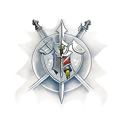 Templar Knight With A Shield And Sword