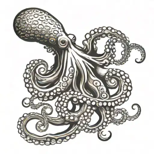 Octopus On Calf Sized Tatto