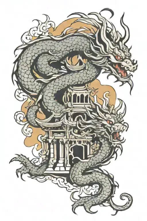 Temple And Dragon Wrapped