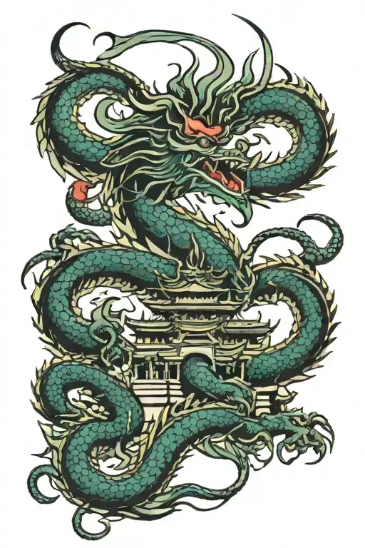 Temple And Dragon Wrapped