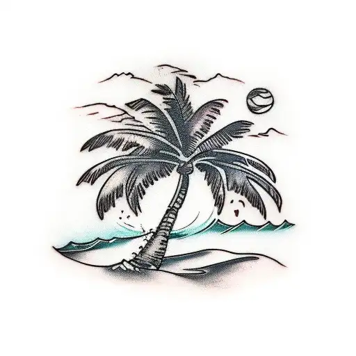 Palm Tree Sunset Skeletpm