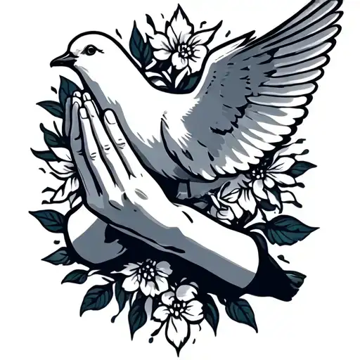 Praying Hands With Dove