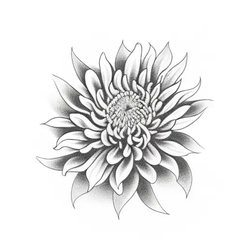 Chrysanthemum Black And Grey With Other Floral Elements Throughout