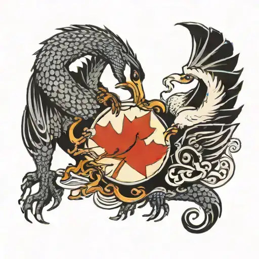 Canadian Goose Fighting A Dragon