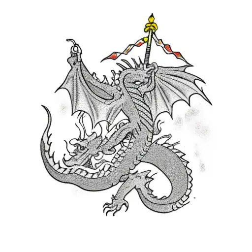 Dragon With Nepal Flag