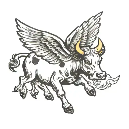 Cow With Wings Flying