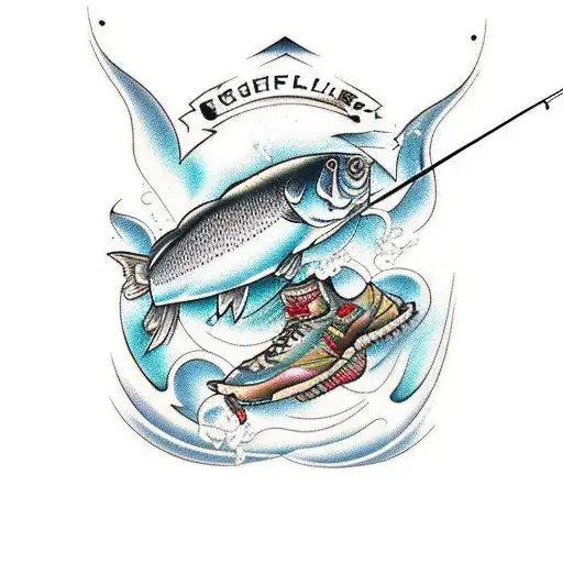 Leg Sleeve Outdoors Then With Fishing Lure And Water