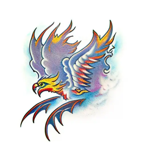 Pheonix Wings With Crown In The Middle