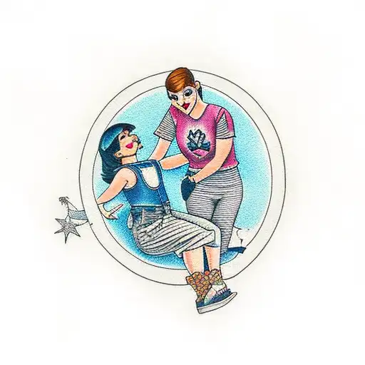 A Son And Mom Sitting On A Van Looking At The Full Moon