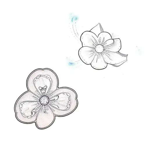 Two Blue Flowers On A Black Background