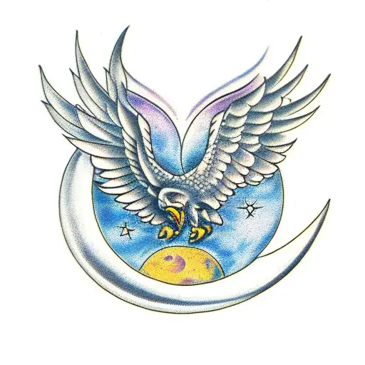 Moon With Hawk Wings