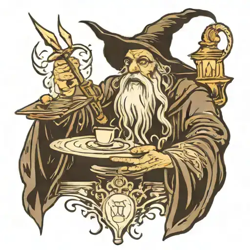 Wizard Casting Spells No Color All Black