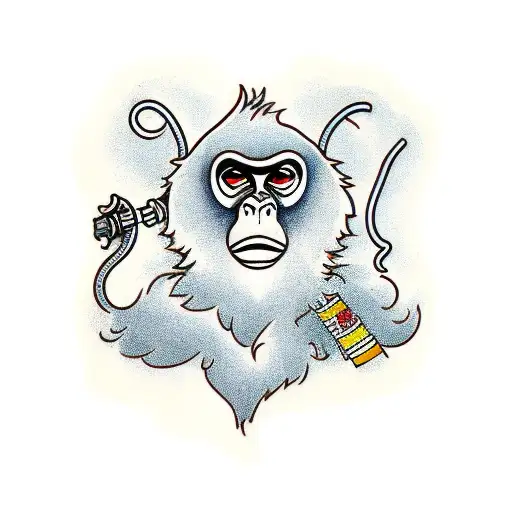 Old Wise Monkey Full Body Smoking