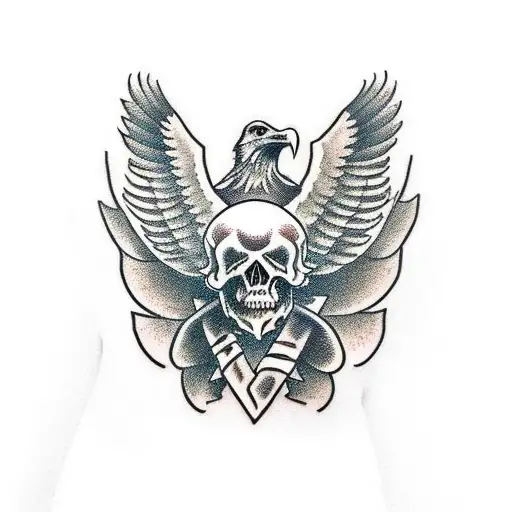 Old School Eagle Snake Dagger Skull Half Sleeve
