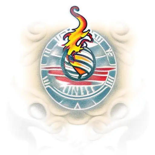 Combine The Flamengo Logo With A Soccer Ball And A Military Helmet