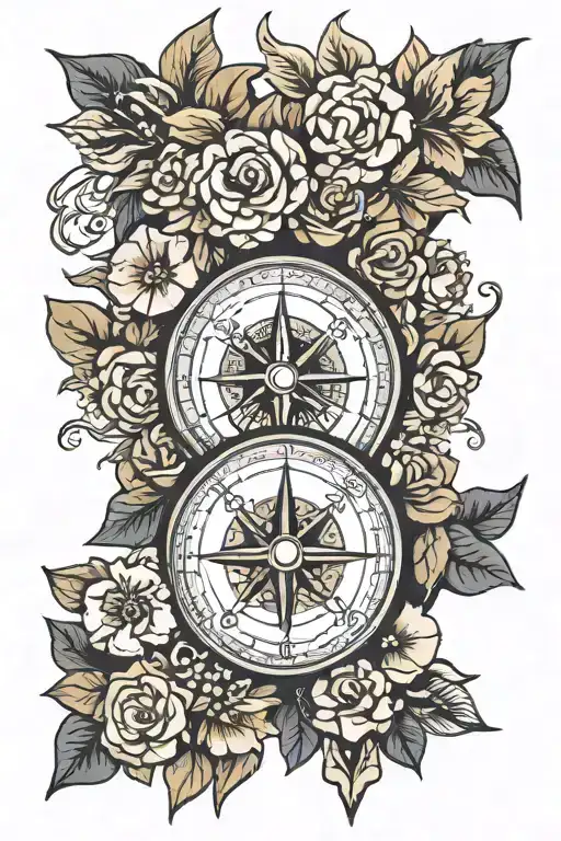 Compass With Flowers Wrapping
