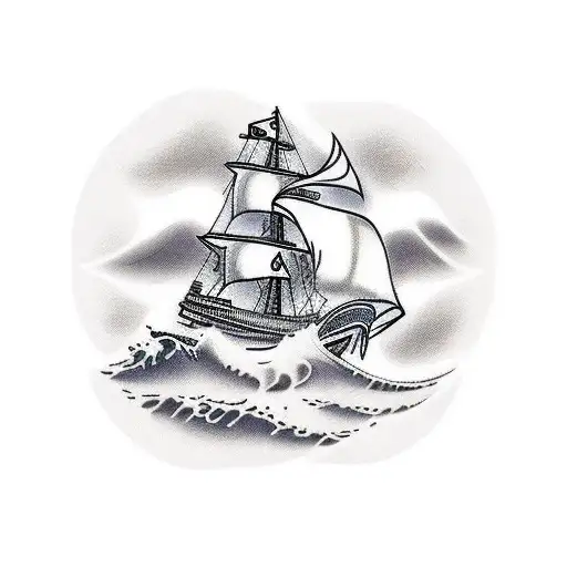 Ship With Ocean Waves