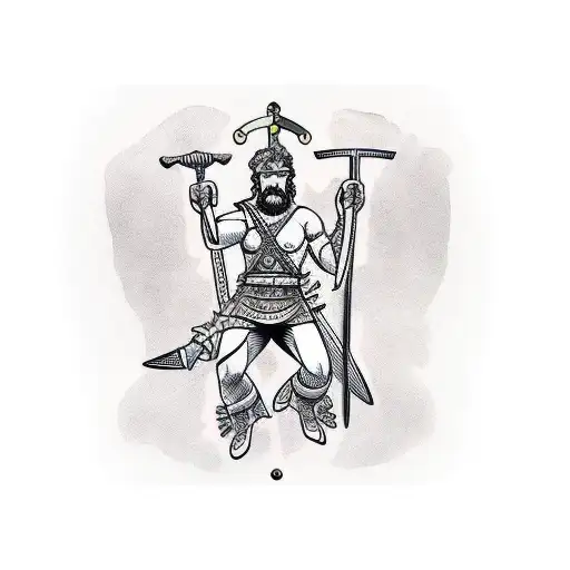 Greek God Swinging Sword