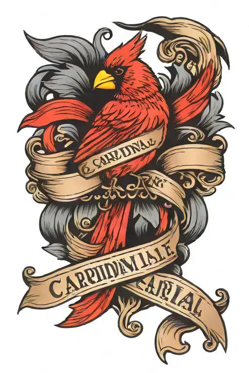 Cardinal W Name Banner Ribbon Across