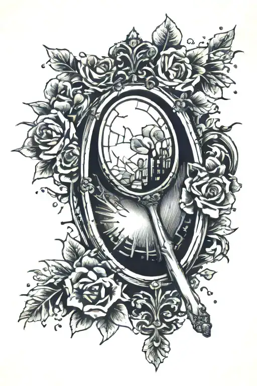 Old Hand Mirror With Broken Glass