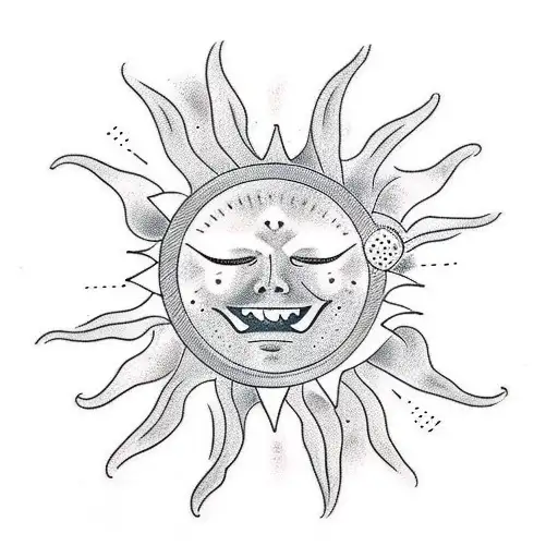 The Sun On The Chest Having Its Rays Spread Down To Make A Sleeve