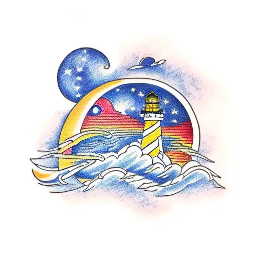 Lighthouse Night Sky Leo Constellation