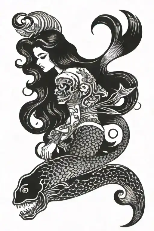 Mermaid Straight Bone Tail Voluminous Hair In The Depths Of The Sea