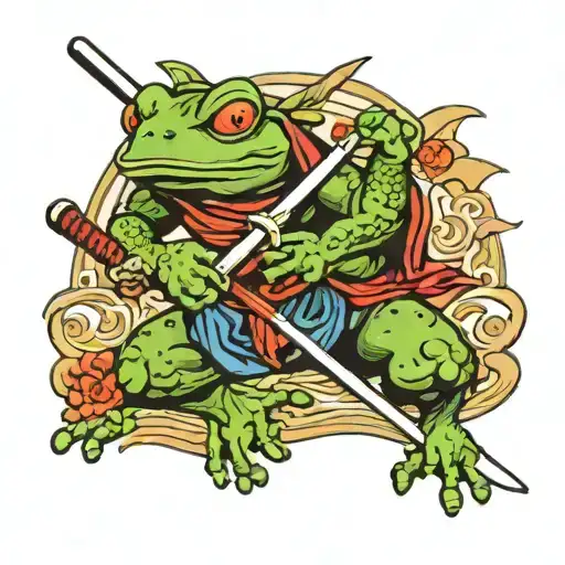 Ninja Frog Holding A Katana Sword