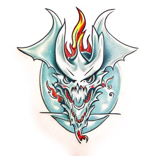 Dragon Skull With Fire In Eyes
