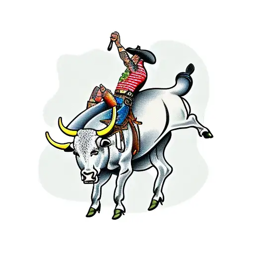 Cowboy Riding A Bull Leg