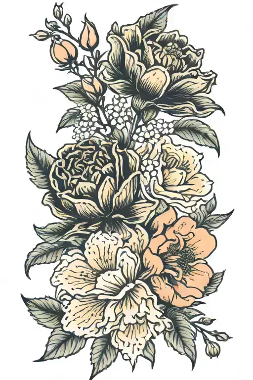 Febuary May March July August Birth Flower Bouquet