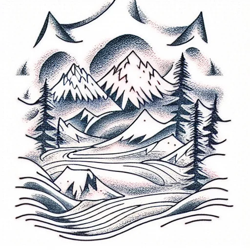 Forest With Mountains And River