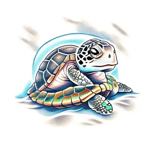 A Turtle Reading A Book On A Tropical Beach