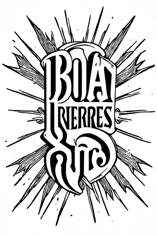 Word Boanergues With Rays On The Sides Of The Word