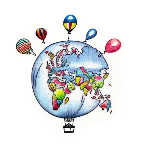 A Balloon Bouquet With Travel Destinations As Tags